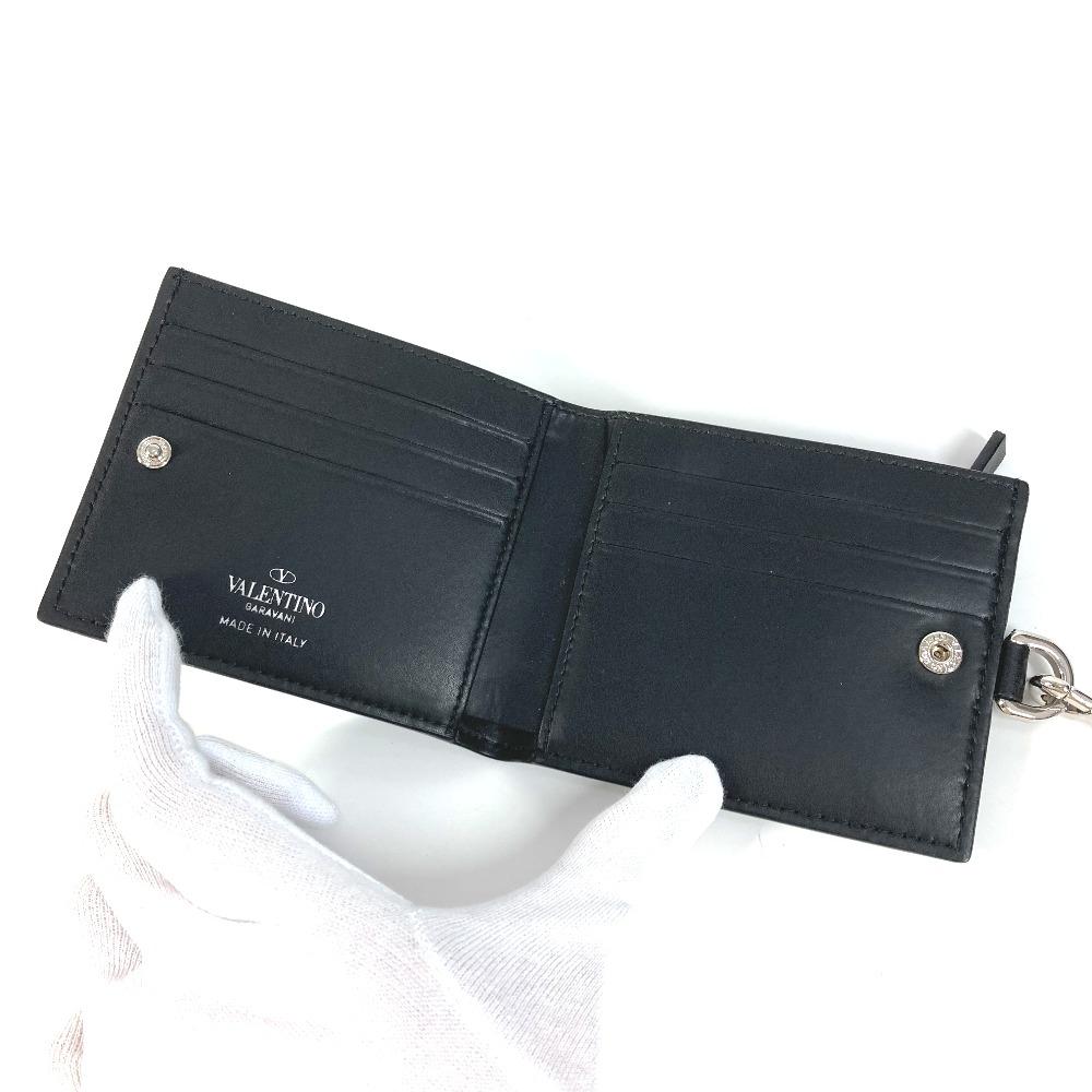 VALENTION VLTN Logo Neck strap Wallet Coin Case Purse Bifold Wallet Black