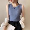 White bottomed vest for women inside and summer outside, tight short small suspenders, ice silk thin knitted sweater, sleeveless top.