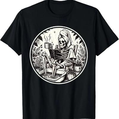 The Reader Tarot Card Funny Book Lover Skeleton Reading Book T-Shirt