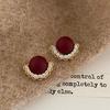 S925 silver needle niche huge good-looking lace lace red stud earrings French light luxury exquisite earrings