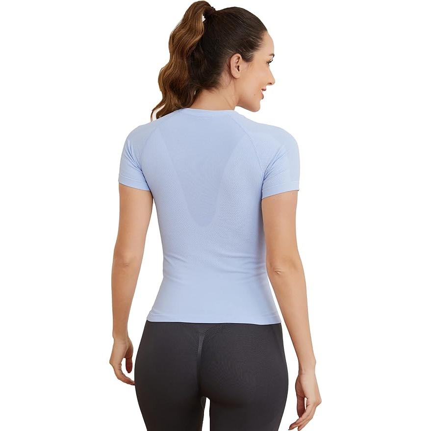 Women's Short Sleeve Seamless Workout Tops Breathable Gym Shirts for Yoga Athletes Soft Athletic Shirts