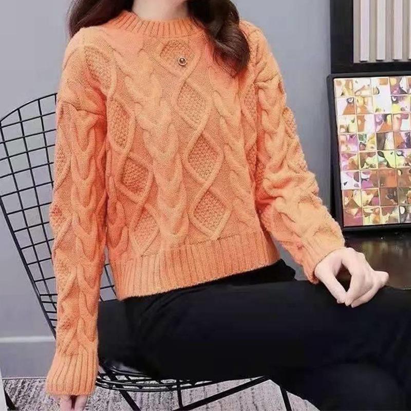 Thick Wool Twist Knitted Sweater Pullover Autumn and Winter Small Bottom Knitted Sweater Women