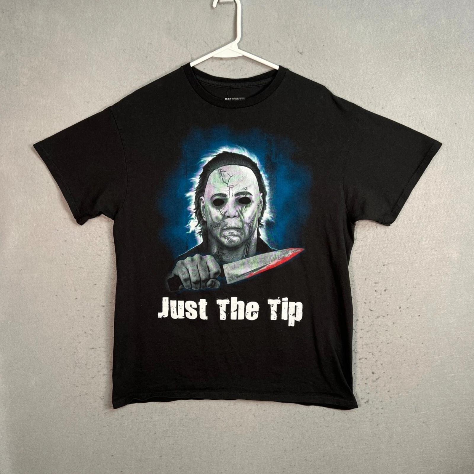 Halloween Michael Myers  Just The Tip  Graphic T-Shirt Black Large 100% Cotton 2XL
