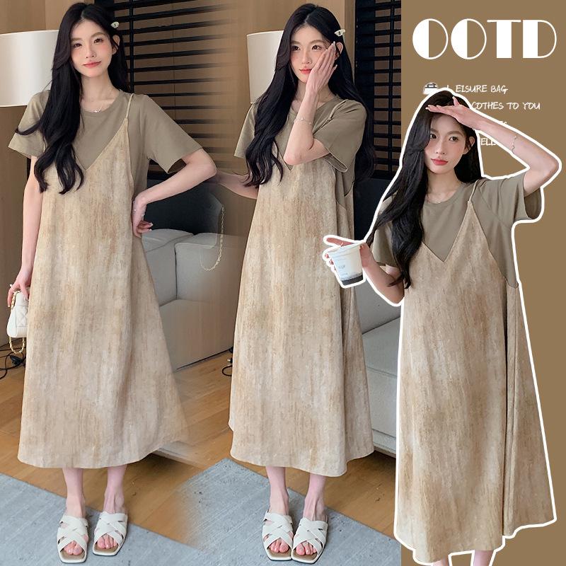 

New Summer Tie-Dye Cotton Maternity Camisole Dress 2XL рожевий