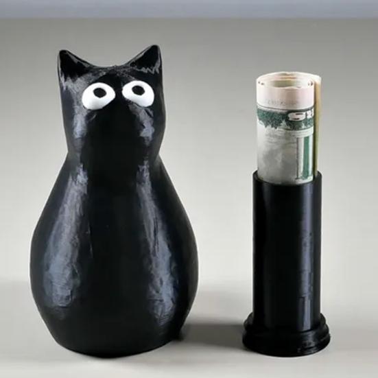 Secret Stash Cat 3D Printed Black Cat Figurine for Hiding Small Items Cute Cat Prank Table Decor Collectible Figures for Cat Lovers