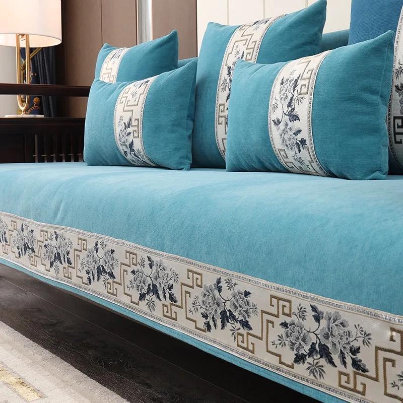 High-grade Classical Thicken Chenille Sofa Towel Modern Soft Anti-slip Sectional Sofa Cover Luxury Solid Color Couch Covers