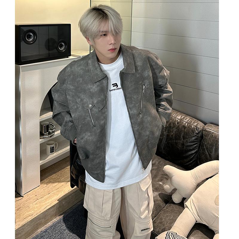 Lederjacke Herren Herbst und Winter Amerikanische High Street Kurze Jacke