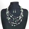 Crystal Shell Gravel Multilayer Bohemian Necklace Earrings Set Ladies Multilayer Beaded Necklace N155