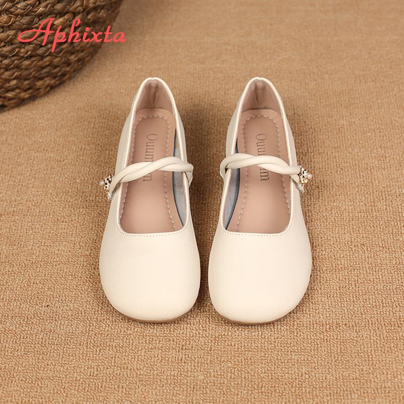 

Fashion Aphixta Elegant Soft Sole Women Flats Shoes Flower Dec Shallow HooK Loop Loafers Woman Khaki Spring Shoes Round Toe Ladies Shoes 35 бежевый