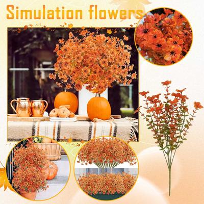 10 Artificial Flowers Autumn Decoration Indoor Non-fading Autumn Decoration For Front Porch Potted Decoration Holiday Party Family Flowers