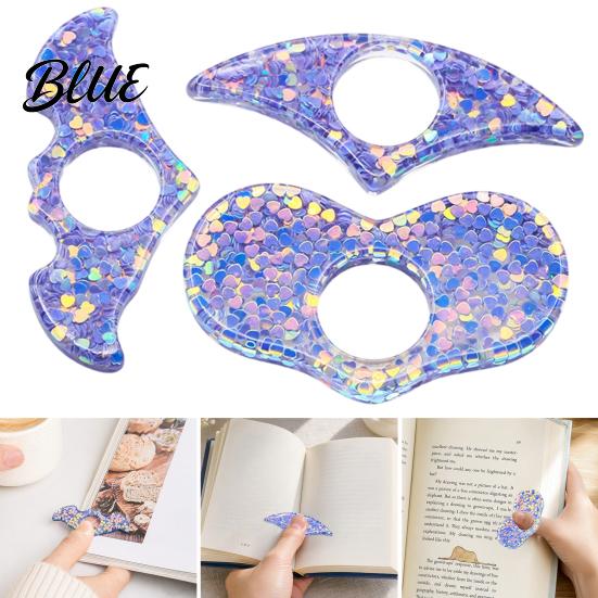 Hands-free Page Holder Shimmer Clip Holder Opener Transparent Thumb Book Reading Accessory Bat Heart Shape Plastic Bookmark for Lovers
