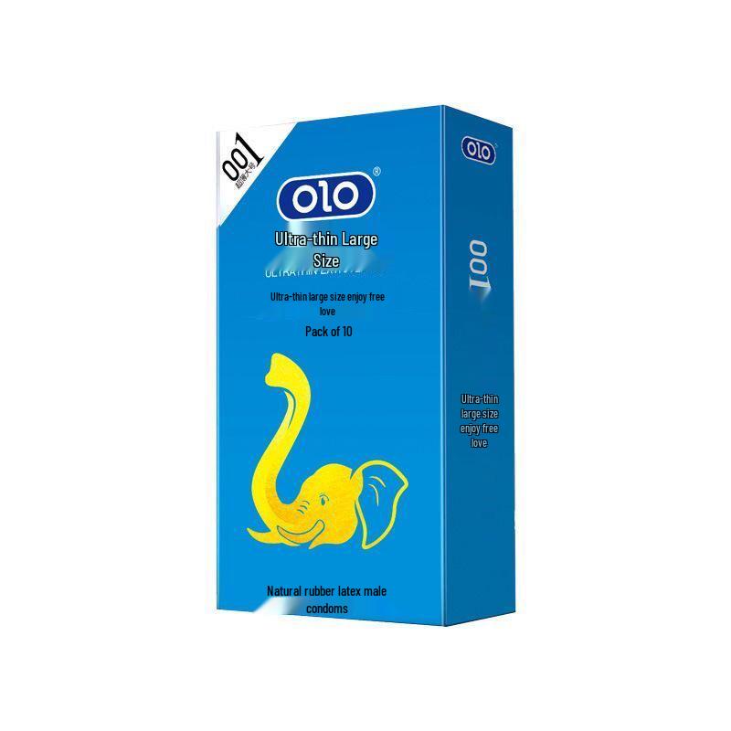 OLO Ultra-Thin Large Condoms, 10-Pack: Lubricated Contraceptives for Couples, Intimate Family Planning.