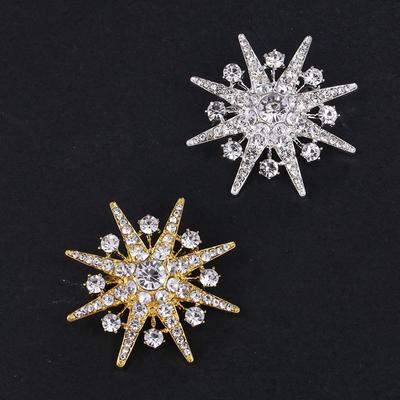 Strass Stjerne Brosje Glitrende Krystall Snøkrystall Reversnål Mote Smykker Brocher For Kvinner Julegave