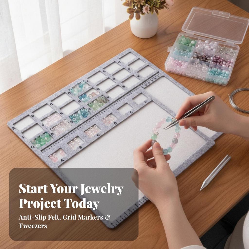 4 Pieces Felt Bead Design Workboard Low-Mess for Beginners