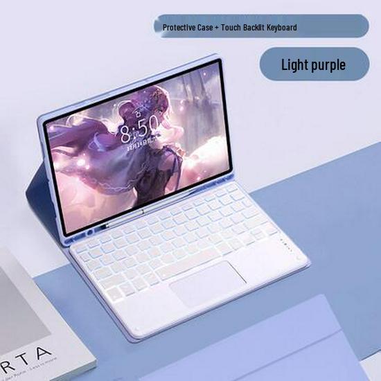 Magnetic Bluetooth Keyboard Case for 2026 iPad: Colorful Backlit, Touch Control, Compatible with Air5