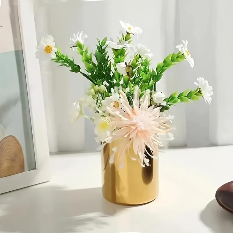 Golden Stainless Steel Desktop Organizer Box, Multi-Functional Pen Holder Container, Pencil Cup & Makeup Brush Holder