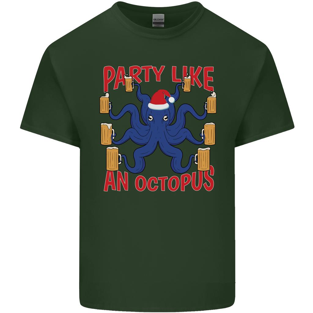 Beer Party Octopus Christmas Scuba Diving Unisexs Light Cotton TShirt