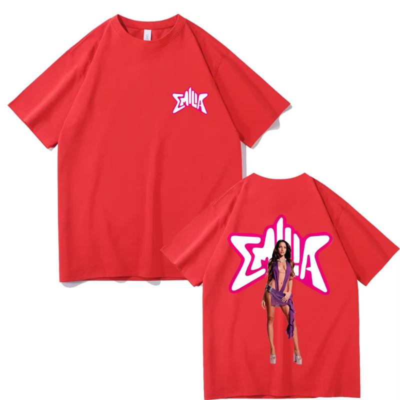 

Singer Emilia Mernes MP3 Double Sided Print T Shirts Unisex Women Cotton Oversized Tshirts Unisex Fashion Tshirt Streetwear S