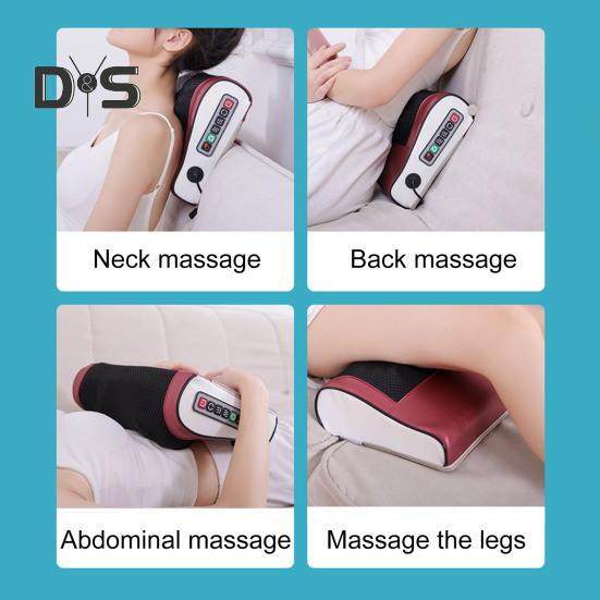 Electric Neck Massager Pillow with Adjustable Heat Compress Cervical Waist Vibration Massage Pillow Rechargeable Neck And Back Kneading Tool