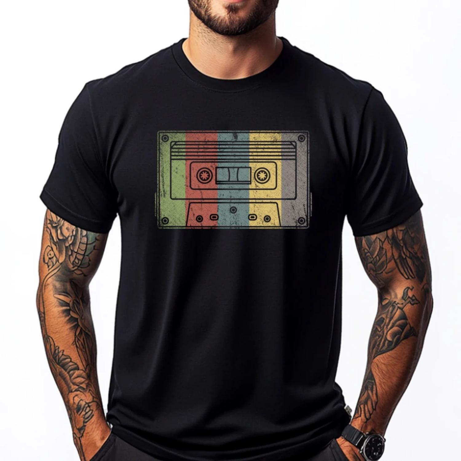 

Retro Tape Music Lover Eighties Mixtape 1980s Cassette Luxury Designer Camisas De Hombre Tshirt Vintage Style S чёрный