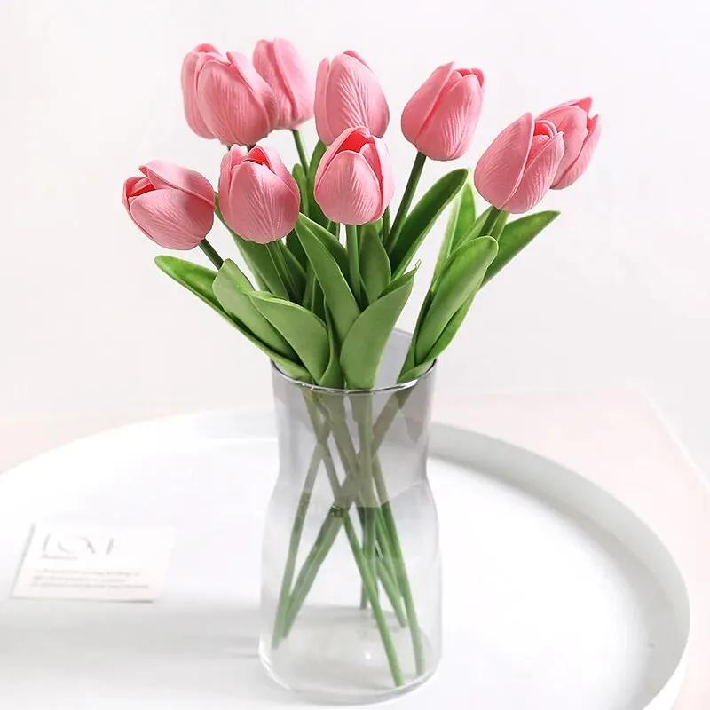 10Pcs Tulip Artificial Flowers Real Touch Bouquet Fake Flowers for Home Bedroom Decor Garden Wedding Decoration Vase Accessories
