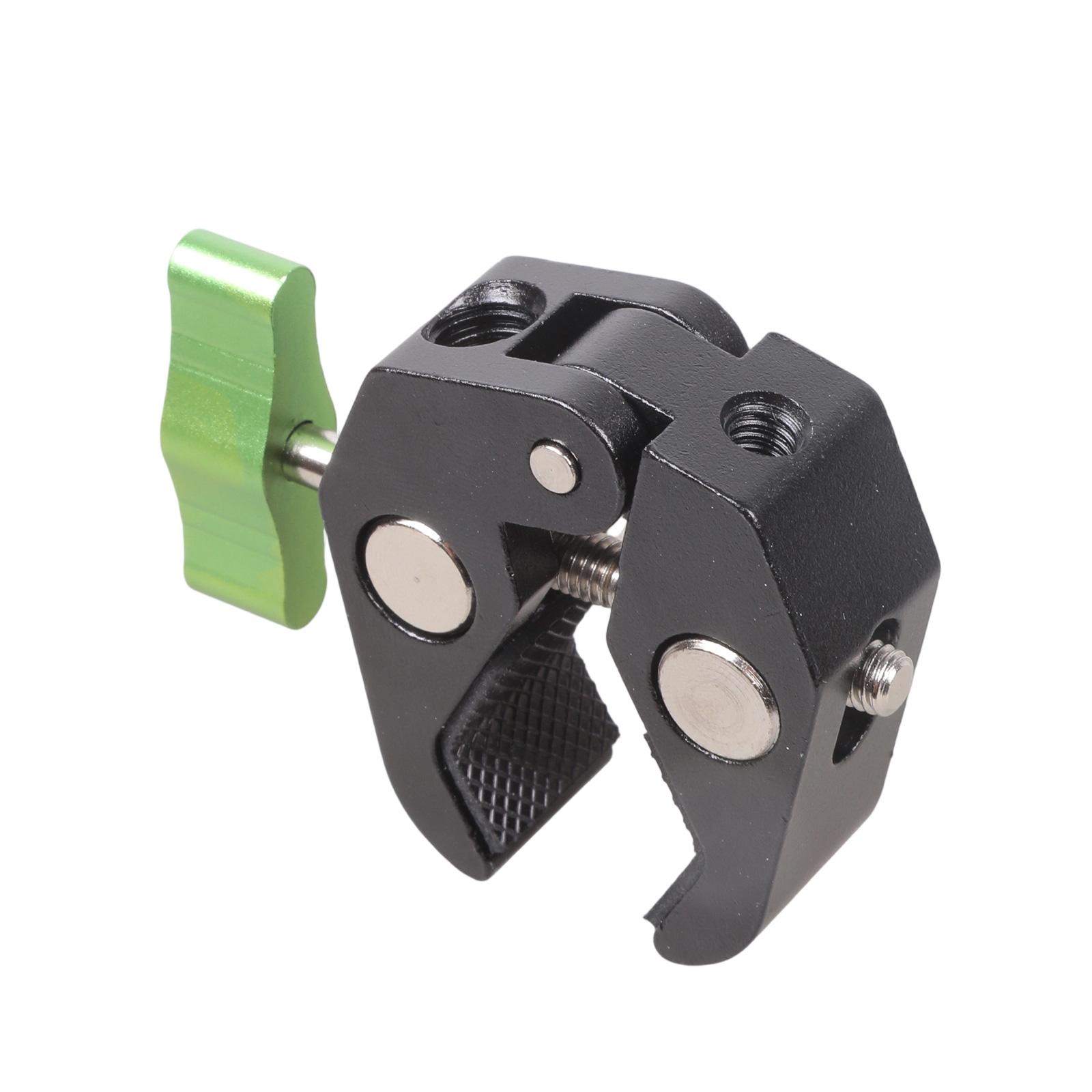 

Multipurpose Camera Mount Clamp 50mm Grip Two Threaded Port For Bar Tripods Studio Gear зелёный