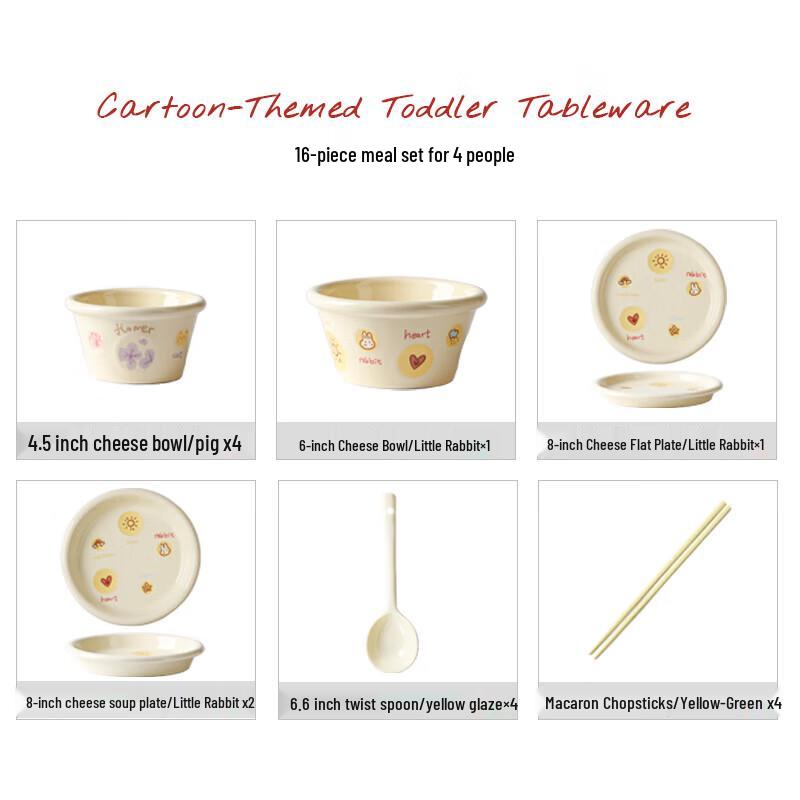 Persson Ceramic 16-Piece Cheese Themed Tableware Set