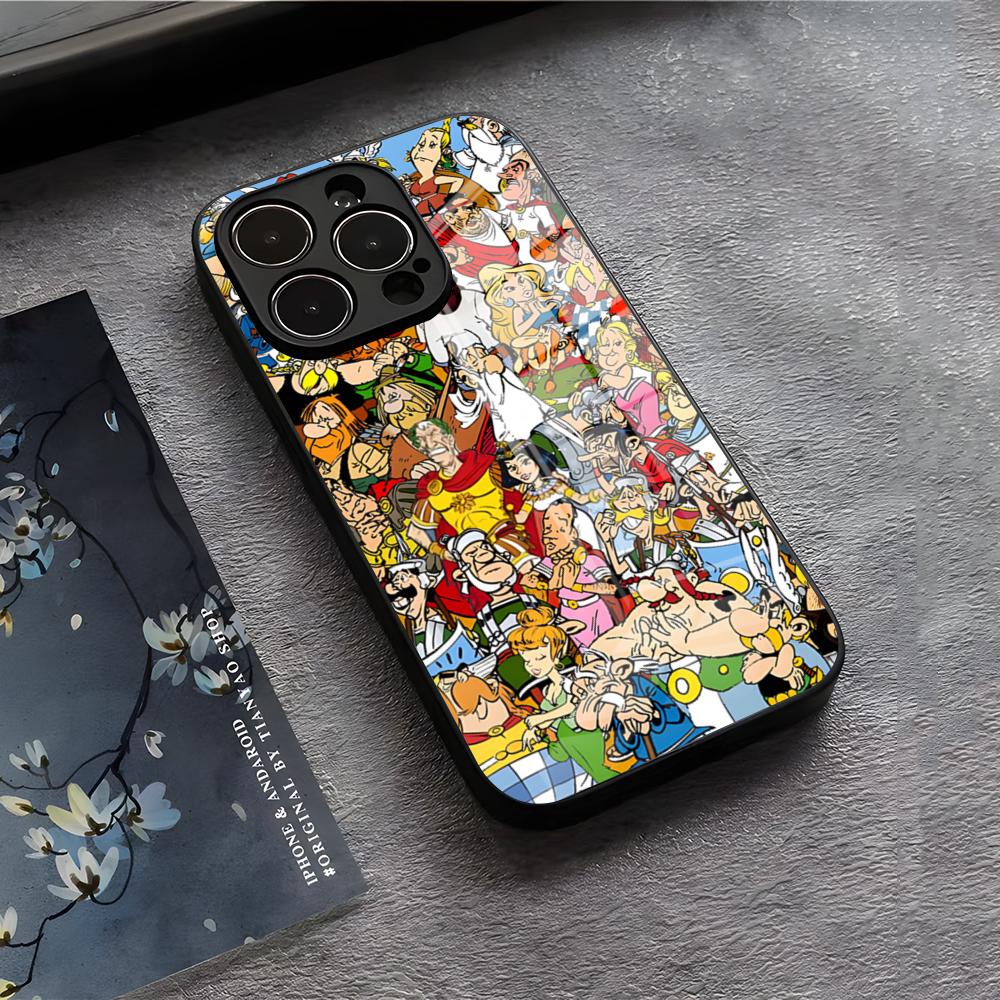 

A-Asterix A-And O-Obelix Phone Case For IPhone 17 Air 16 E Pro Max 15 14 13 Mini 12 Pro 11 Max Plus Black Glass Cover iPhone 15ProMax