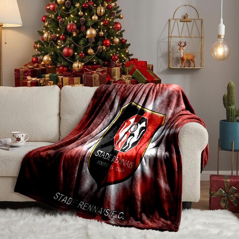 Stade Fc Emblem Throws Blanket Flannel Blankets Plush for Couch Bed Gifts for Men Women Travel picnic blanket Christmas fan gifts