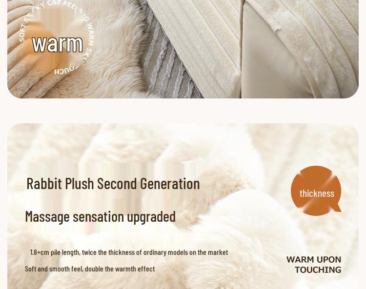 Premium Non-Slip Rabbit Fur Sofa Cushion for Autumn and Winter