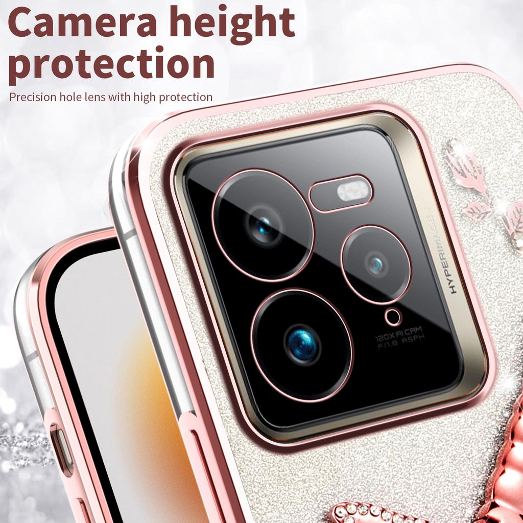 KADEM For Realme GT 7 Pro 5G Case Dragonfly Kickstand TPU Flowers Glitter Phone Cover