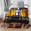Koc z nadrukiem logo samochodu Mustang Koc flanelowy Ciepły koc koce do łóżek tęczowy koc Koc piknikowy prezent urodzinowy