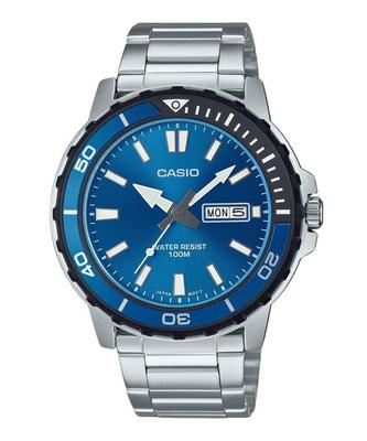 Orologio da uomo analogico standard in acciaio inossidabile quadrante blu al quarzo MTD-125D-2A1V 100M