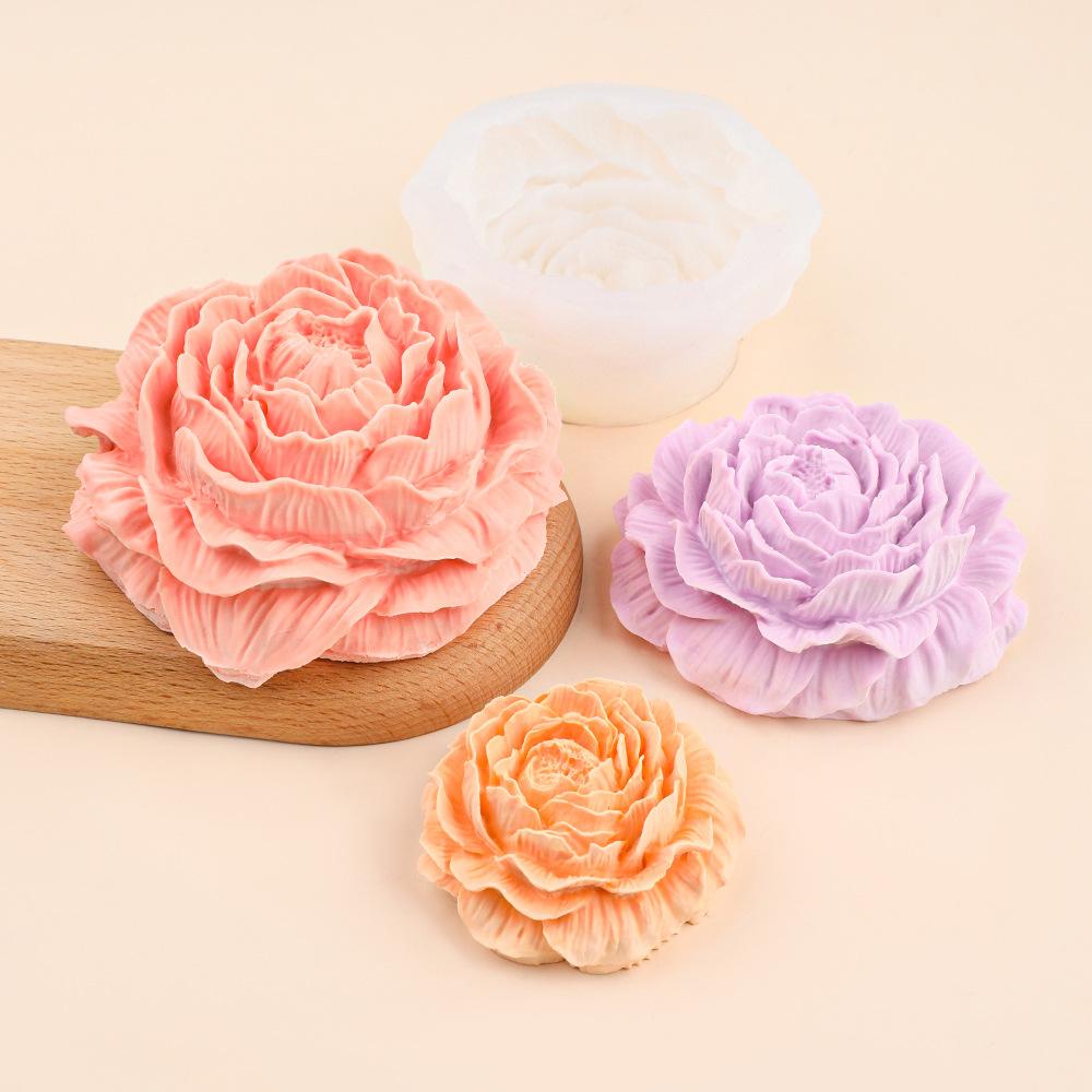 3D Pfingstrose Silikonform DIY Relief Blume Seife Gipsform Heimdeko Schokolade Kuchen Eis Backwerkzeug