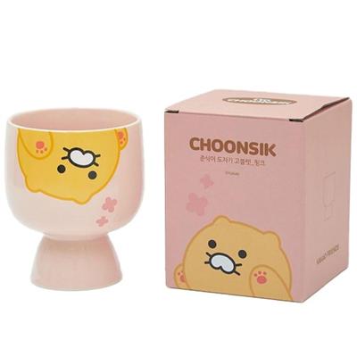 Keramický pohár Chunsik 360ml, růžový, 1 kus, korejský nejlepší znak
