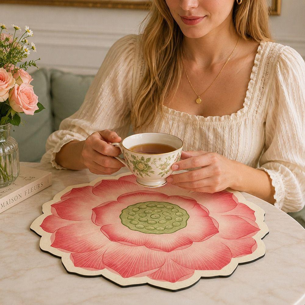 Silicone Lotus Cup Coaster Quick-drying Tea Ceremony Mat Water Absorbent Pad for Home Decor