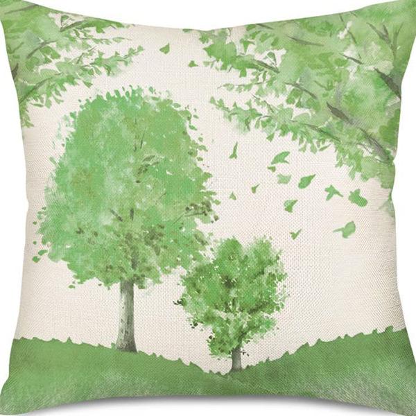 Popular Green Plant Linen Pillowcase Modern Simple Home Sofa Living Room Pillow Cushion