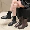 Fashion Women Platform Ankle Boots British Style Fashion Back Zipper Soft Leather  Chelsea Boots Woman Autumn Thick Sole Short Booties