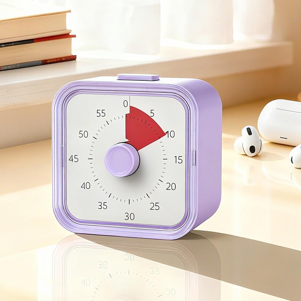 60 Minutes Visual Timer Ultra Silent Visualization Countdown Alarm Clock Round/Square Self-discipline Kitchen Timer Reading Room