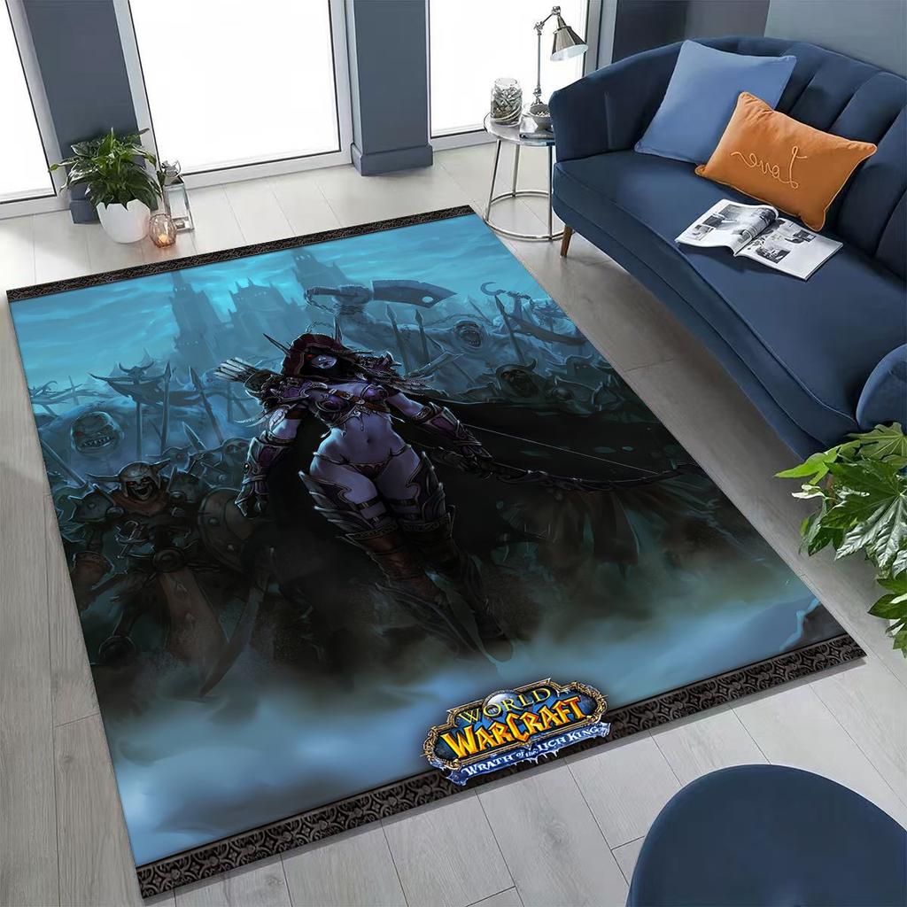 WOW World of Warcraft Arthas Demon Illidan Sylvanas Rug for Bedroom Living Room Sofa Home Doormat Decor, Kids Non-slip Floor Mat
