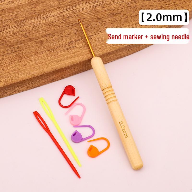 Set croșete din lemn rotunde pentru proiecte cu fir: Pulover, Păpușă, Papuci de casă și Pachet Material Tricotat