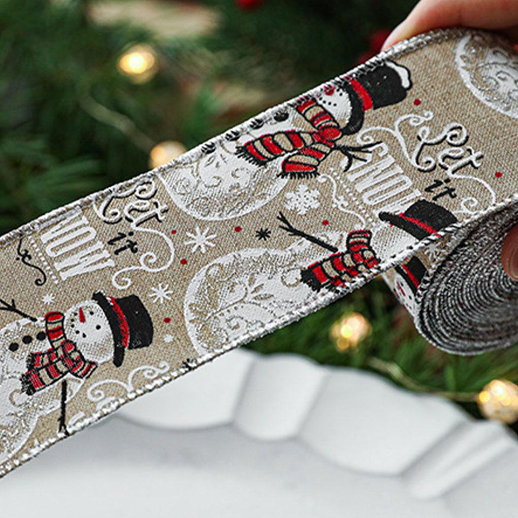 Linen Christmas Themed Ribbon Festive Atmosphere Anywhere Go Wrapping Ribbon Burlap Ribbon Ribbons