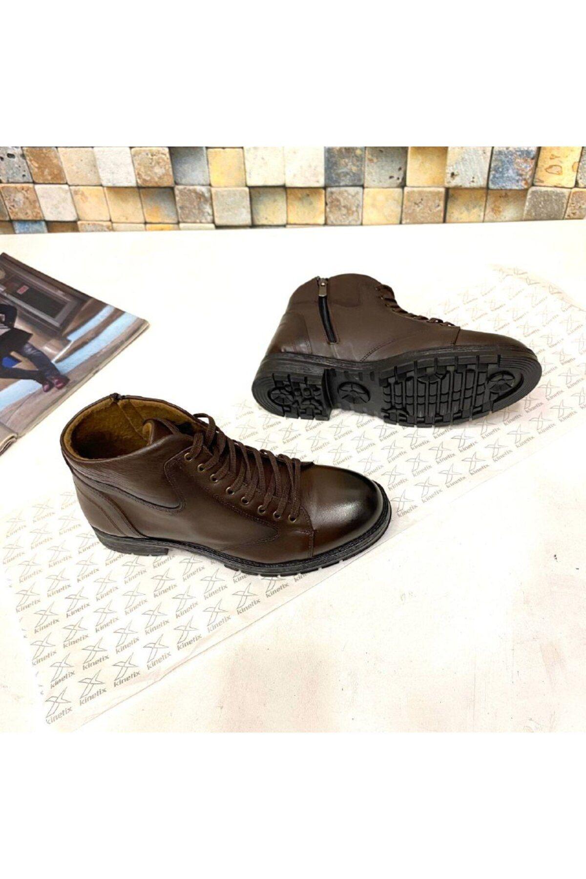 

Men s Fashion Genuine Leather Flat Heeled Booties Bootie New Season Non-Slip Sole Orthopedic Brown Color Boots Shoes 41