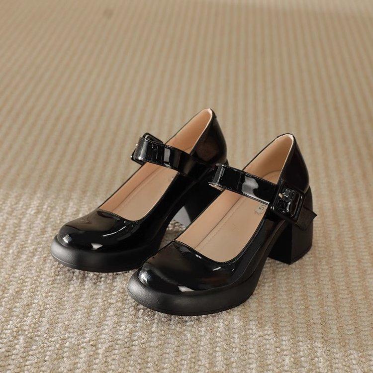 New Fashion Women Mid Heel Pumps 2024 New Women Shoes Classic Black Thick Heel High Heels Shoes for Work Ladies Shoes