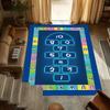 Kids Educational Area Rug Alphabet Number Cartoon Animal Patterns Soft Carpet for Children's Room Playroom Carpet Non Slip Blue