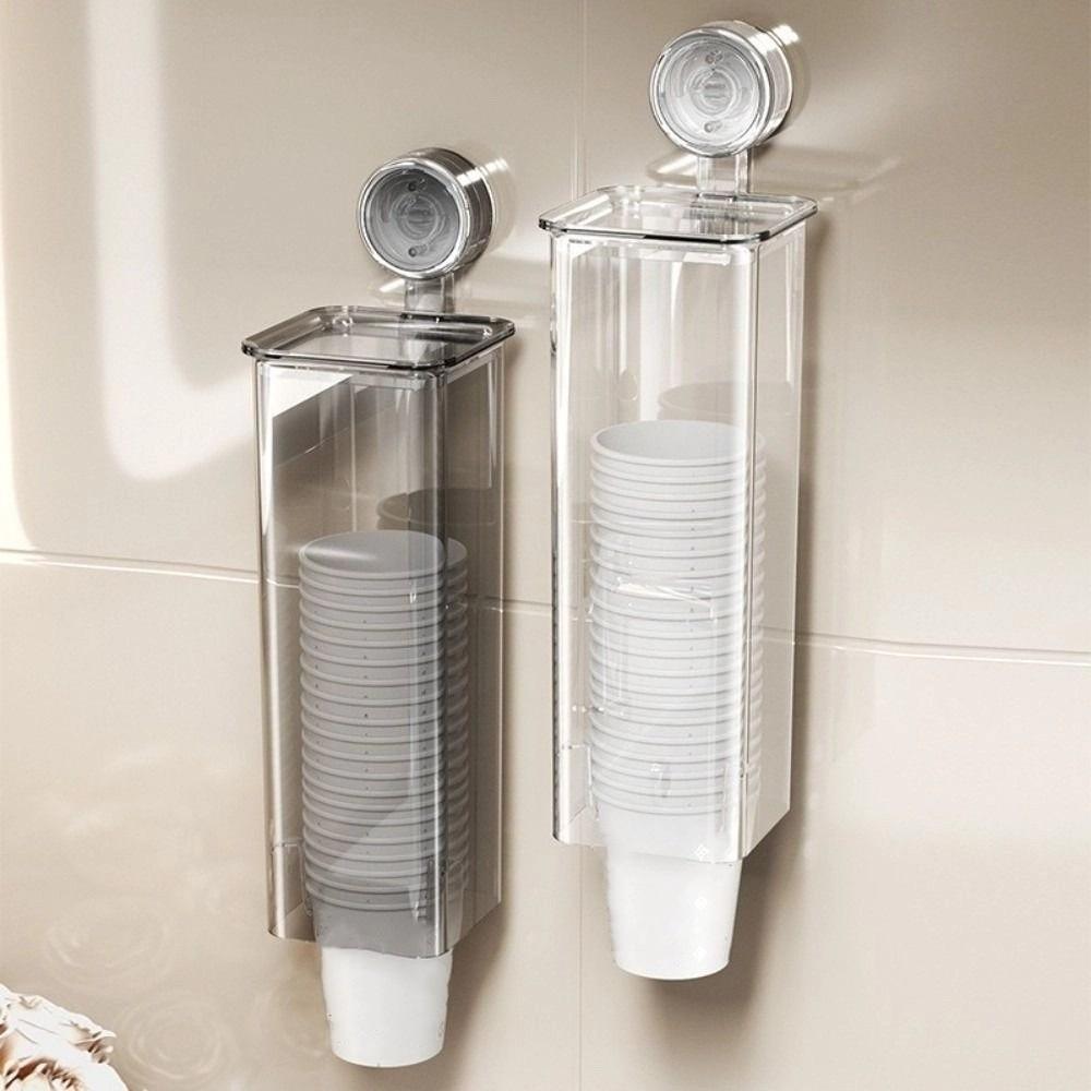 Clear Design Disposable Cup Dispenser Suction Cup Cup Picker Paper Cup Storage Rack  for Kitchen