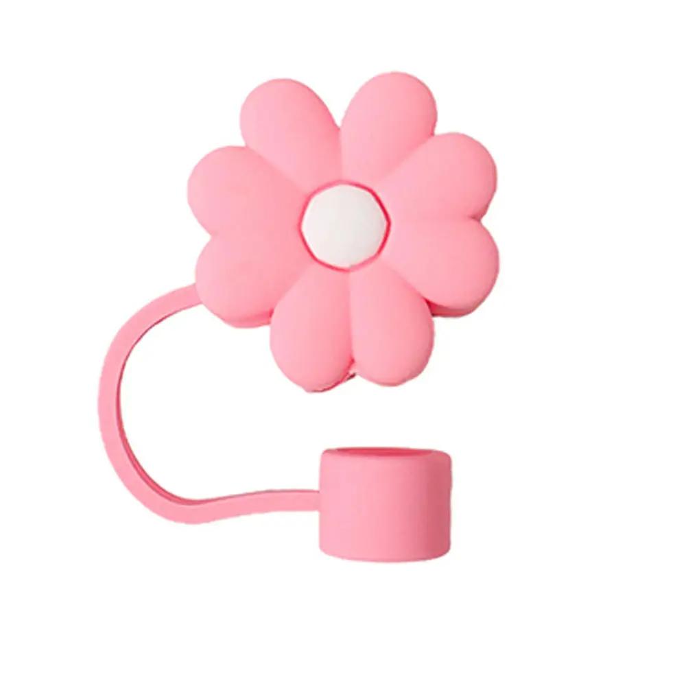 Tapa para Pajita con Forma de Flor de 10 mm/0,4 pulgadas Compatible con Vaso Stanley de 30 y 40 Oz Tapa de Pajita de Flor de Silicona Suave