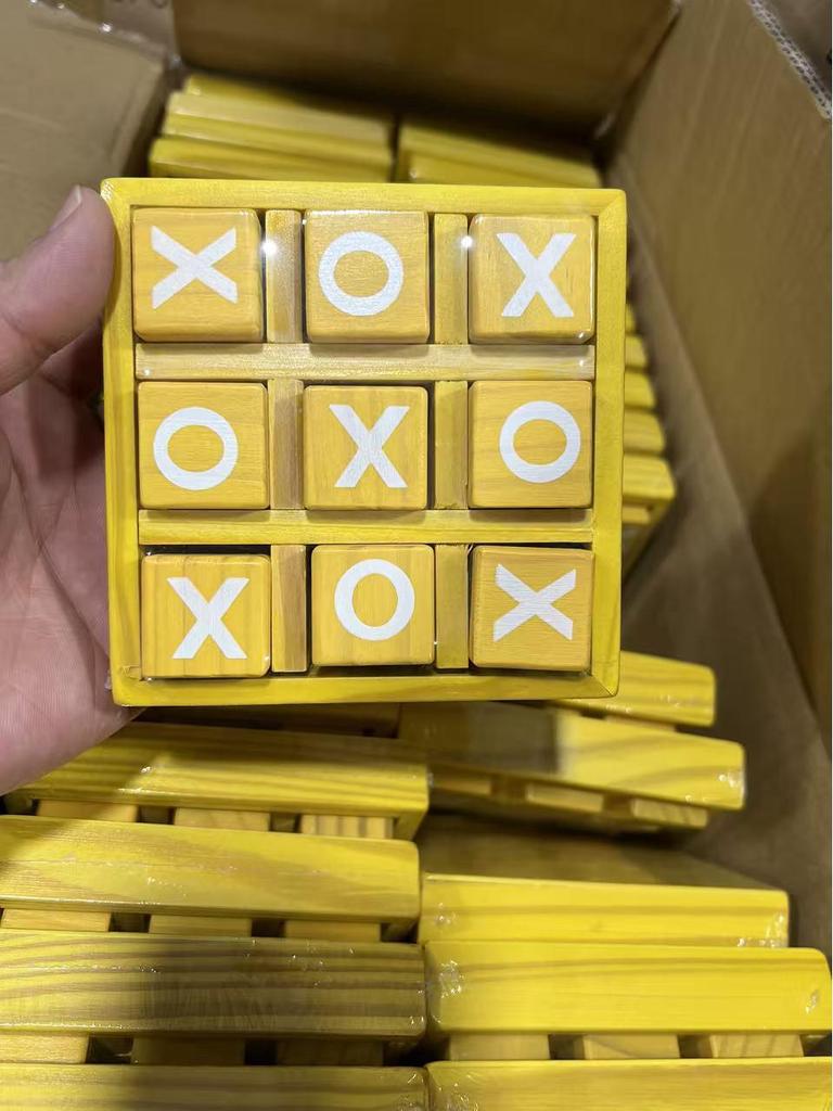Wooden XO Tic-Tac-Toe: Kids' Educational Logic Training Game for Two Players