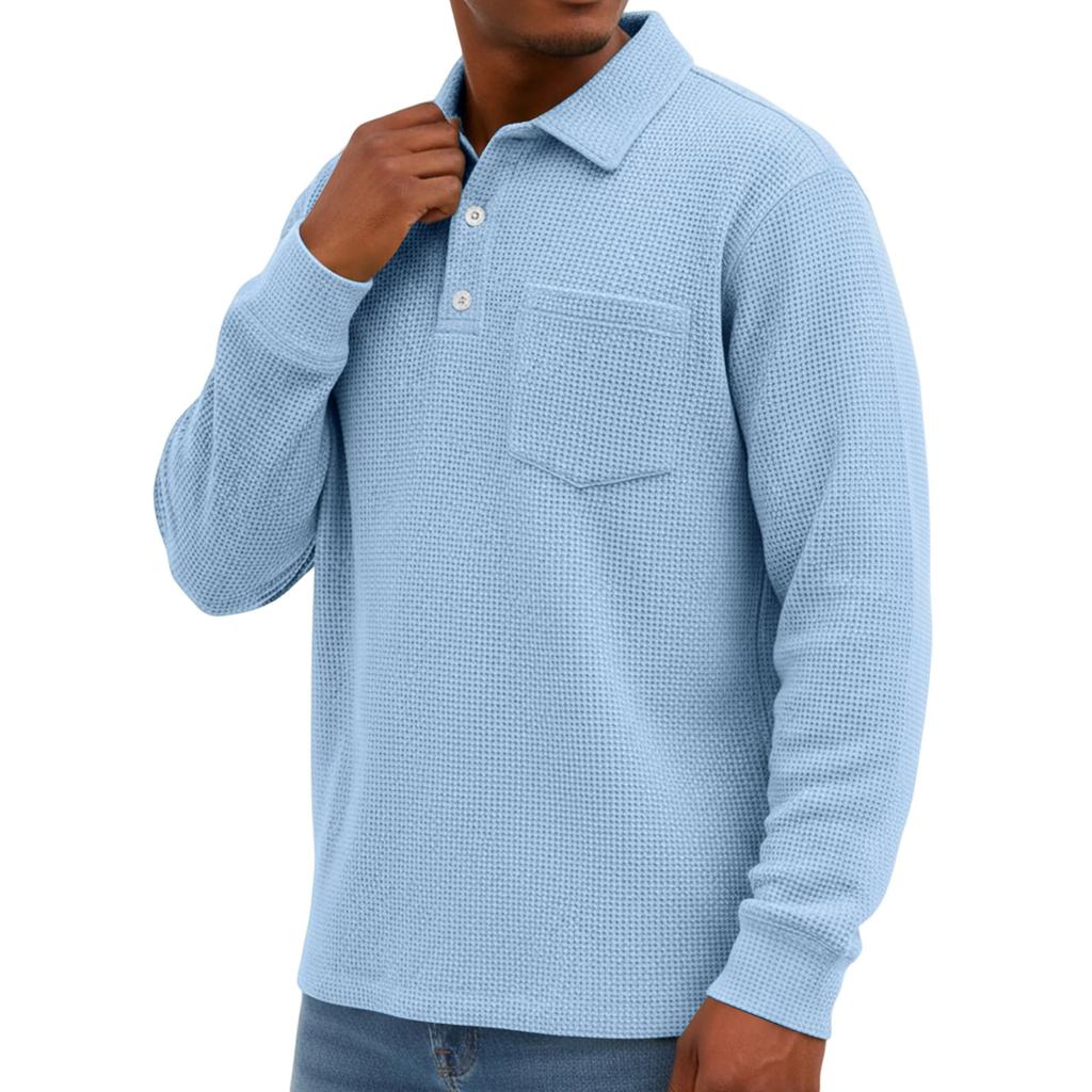 Men's Knit Casual Pocket Collar Pullover , Long Sleeve Daily Wear