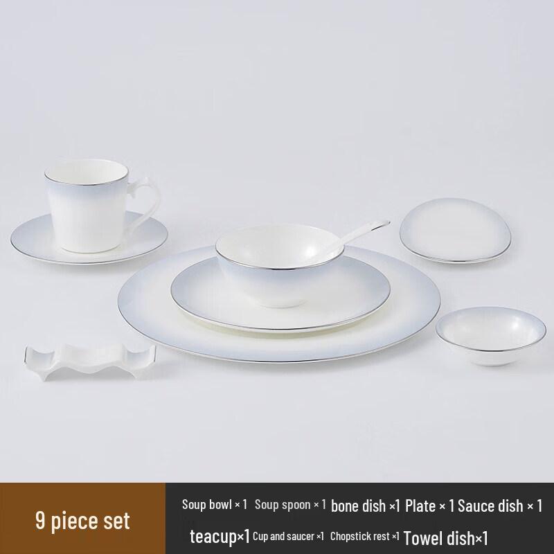 Gradient Grey Ceramic Tableware Set with Teacup